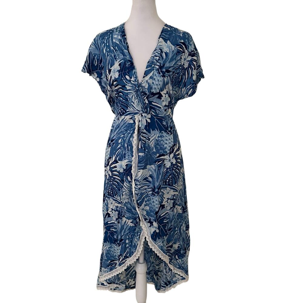 America & Beyond Blue & White V-Neck Swim Coverup Dress Size S - NWT MSRP $89